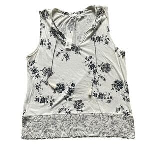 Lucky Brand Womens Floral Sleeveless Paisley Top Size Large Flowy Boho Cotton
